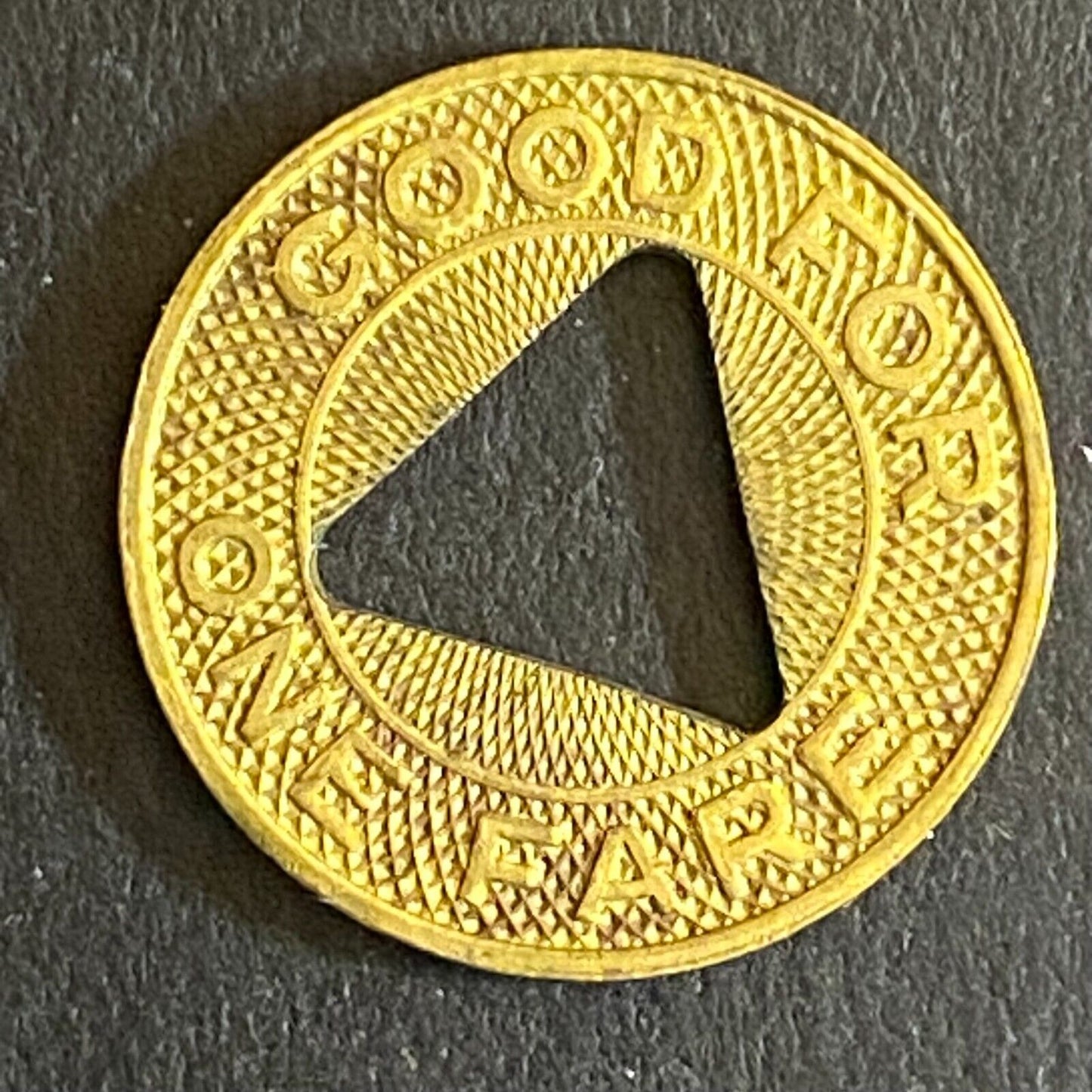 C.R. & L. Lines (New Britain, CT) G/F One Fare Transit Token w/ Triangle 16mm