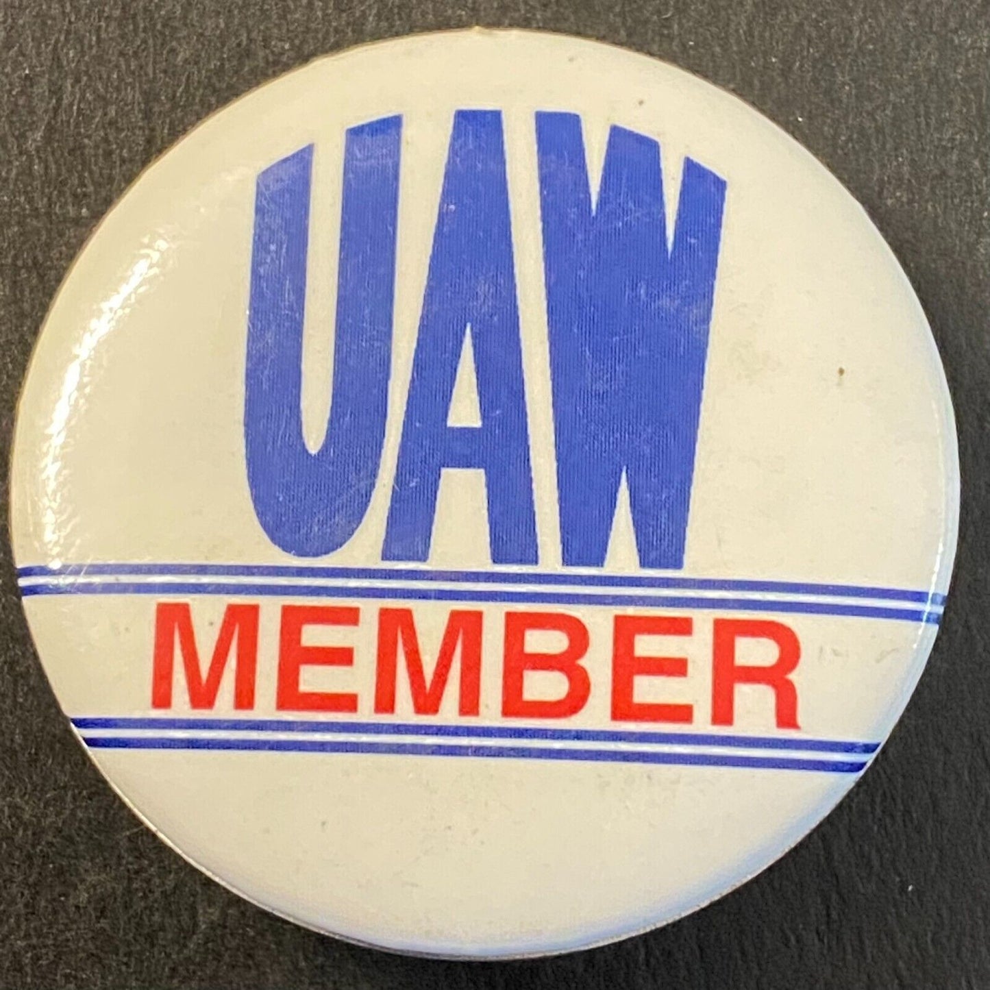 UAW Member Steel Pinback 1 1/8" c1980's-90's