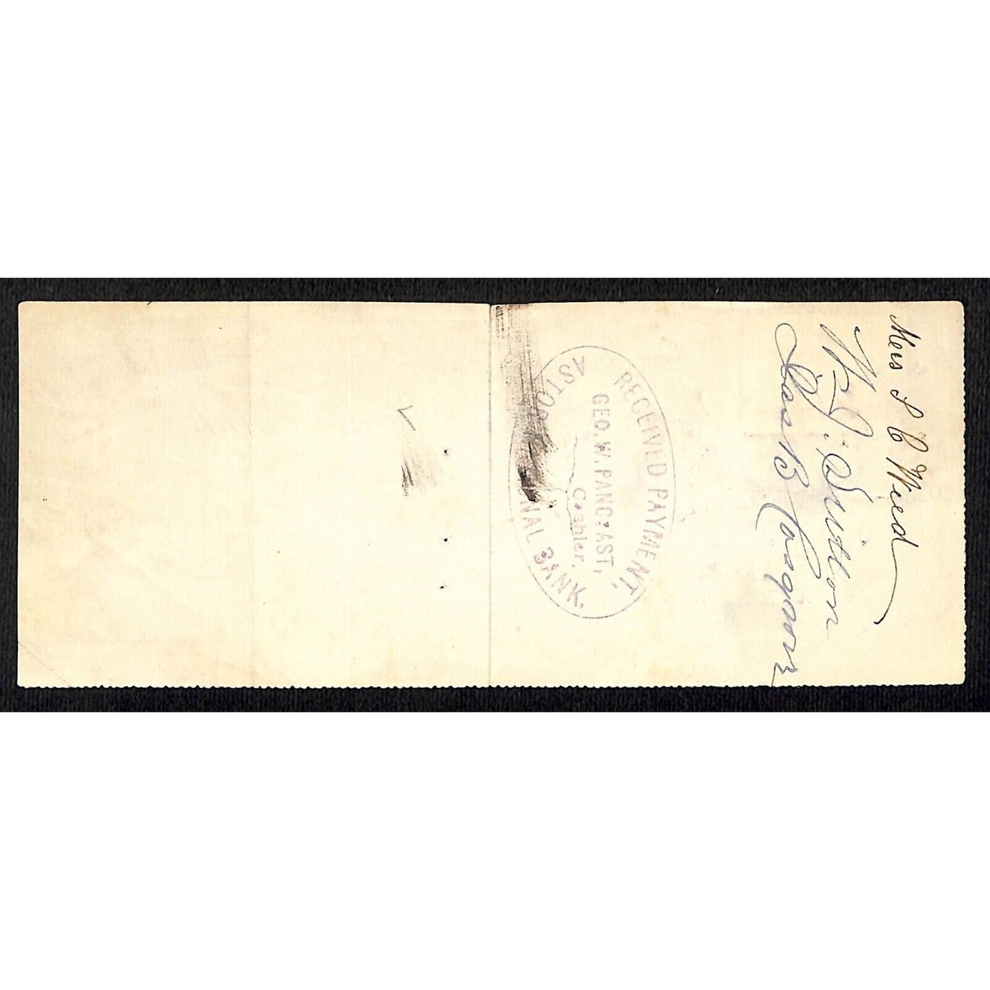 1900 Wells Fargo & Co Bank 63 Broadway NYC Check # 79 w/ Rev Stamp to S.C. Weed