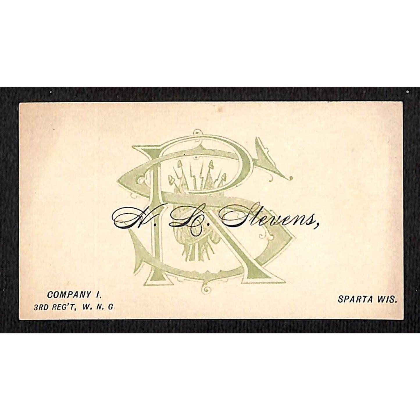 H.L. Stevens Company I 3rd Reg't, W. N. G. Sparta, Wis. Calling / Business Card