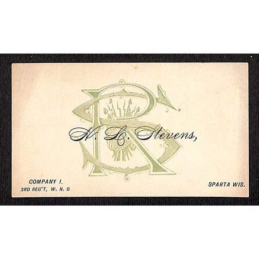 H.L. Stevens Company I 3rd Reg't, W. N. G. Sparta, Wis. Calling / Business Card