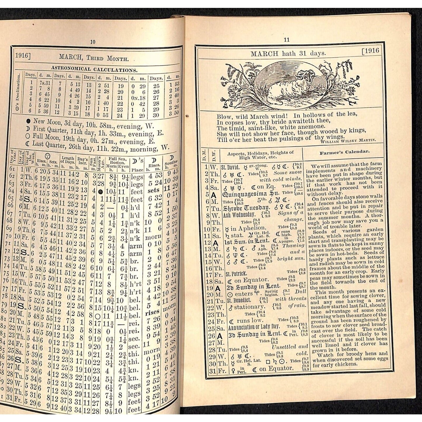 1916 Old Farmer's Almanac 48pp A.S. Peterson, Rockland, MA / Arm & Hammer Ad