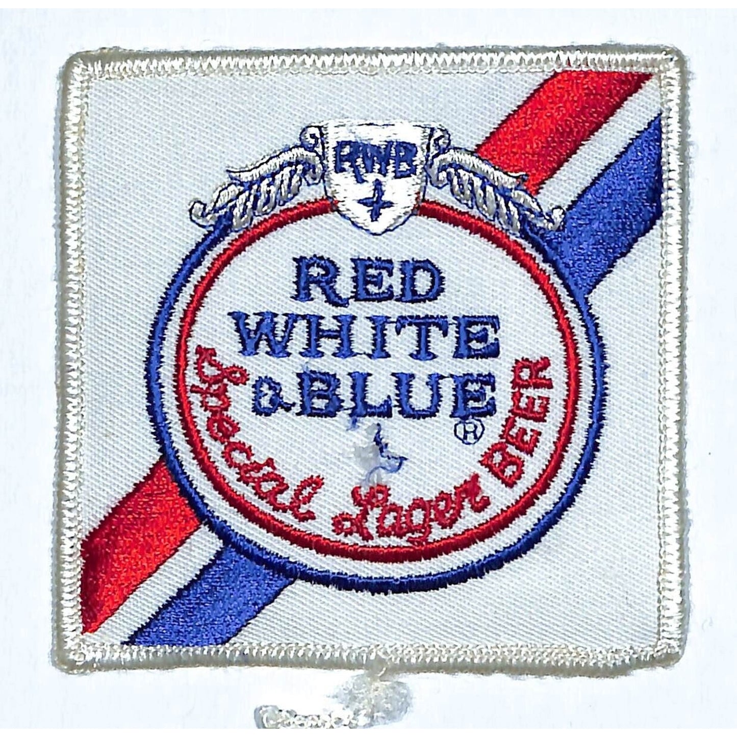 Red White & Blue Special Lager Beer Embr. Patch Vintage 3 3/8" x 3 3/8 c1970's