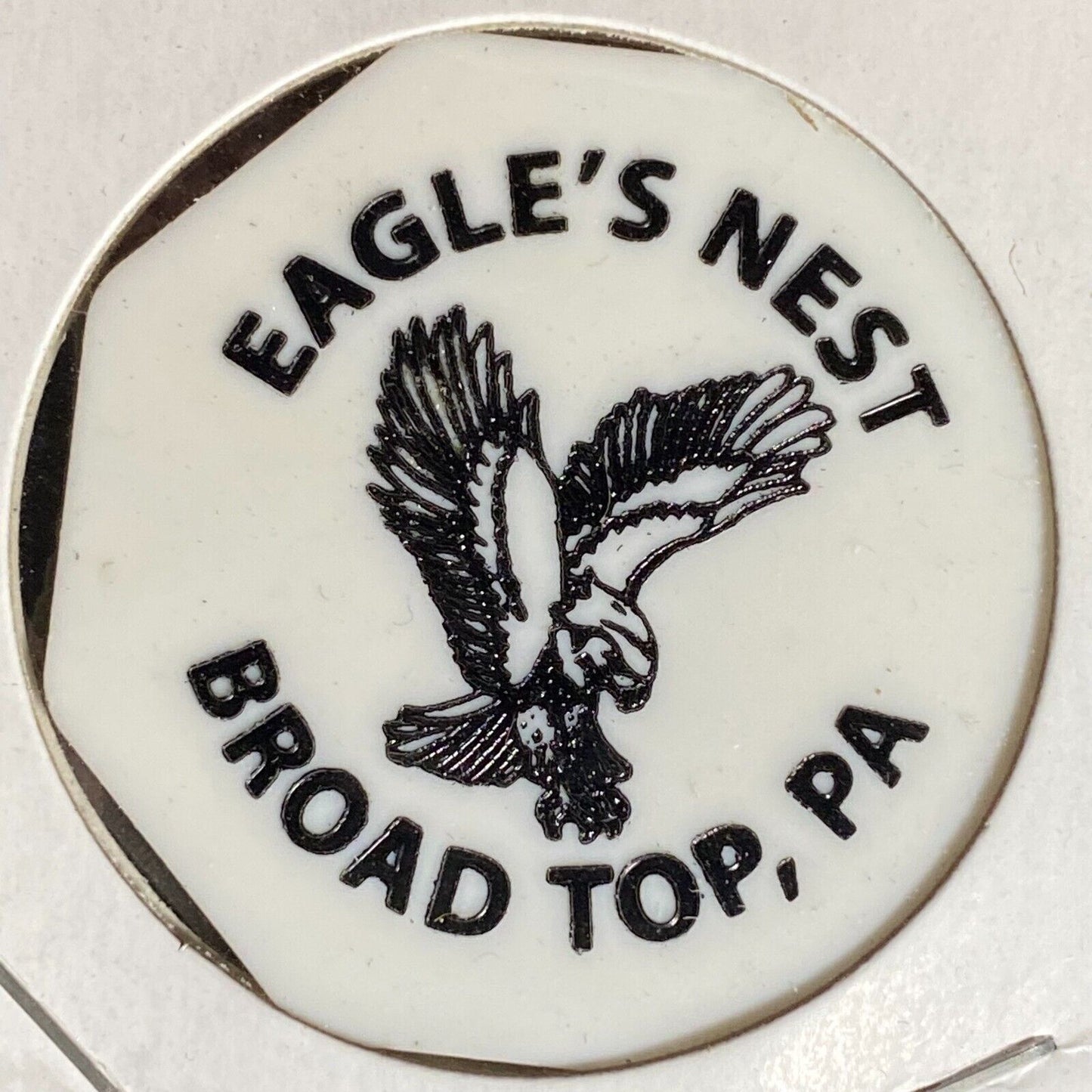 Broad Top, PA Eagle's Nest Bar Restaurant Hex Plastic Token G/F One Can Soda