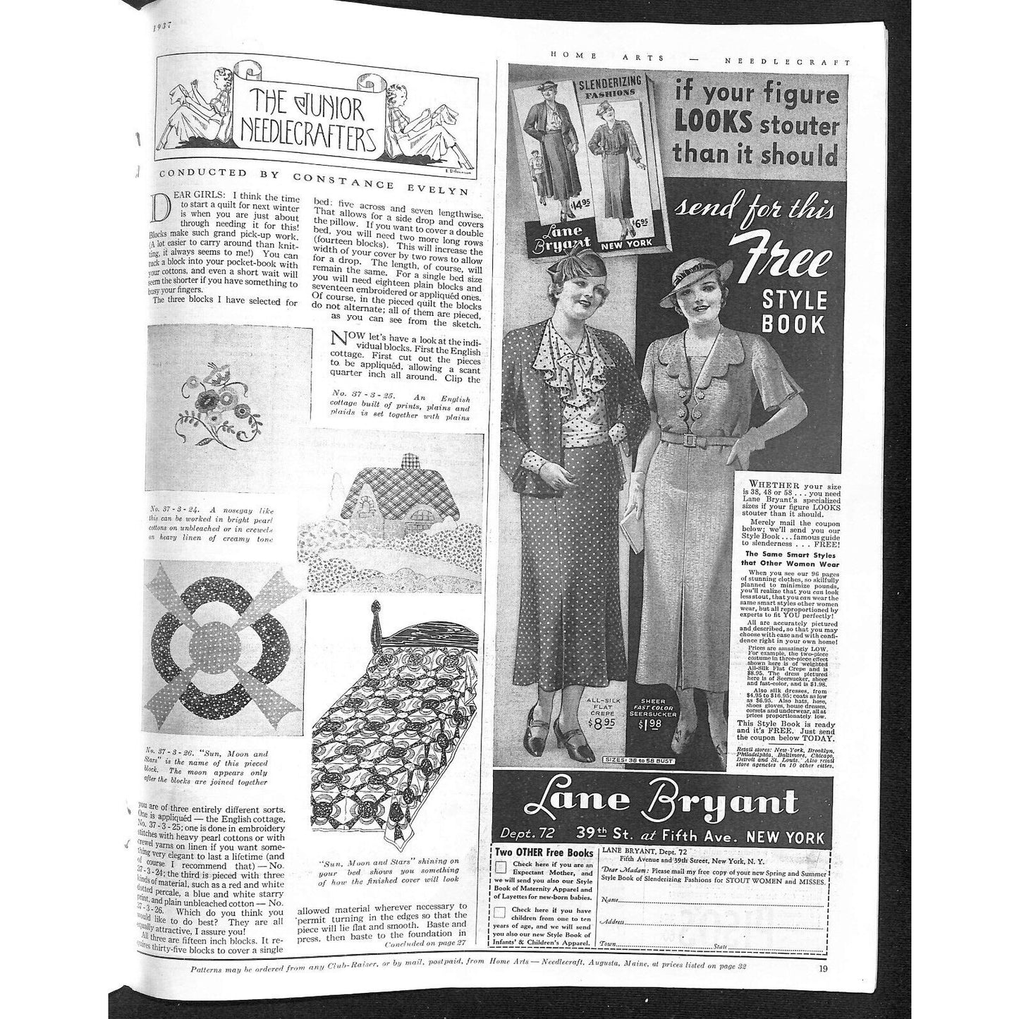 Home Arts Needlecraft Magazine March 1937 33pp Tons of Ads Good Condition