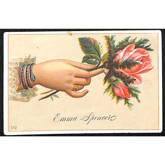 "Emma Spencer" Victorian Calling Greeting Card - Floral Rose Woman's Hand