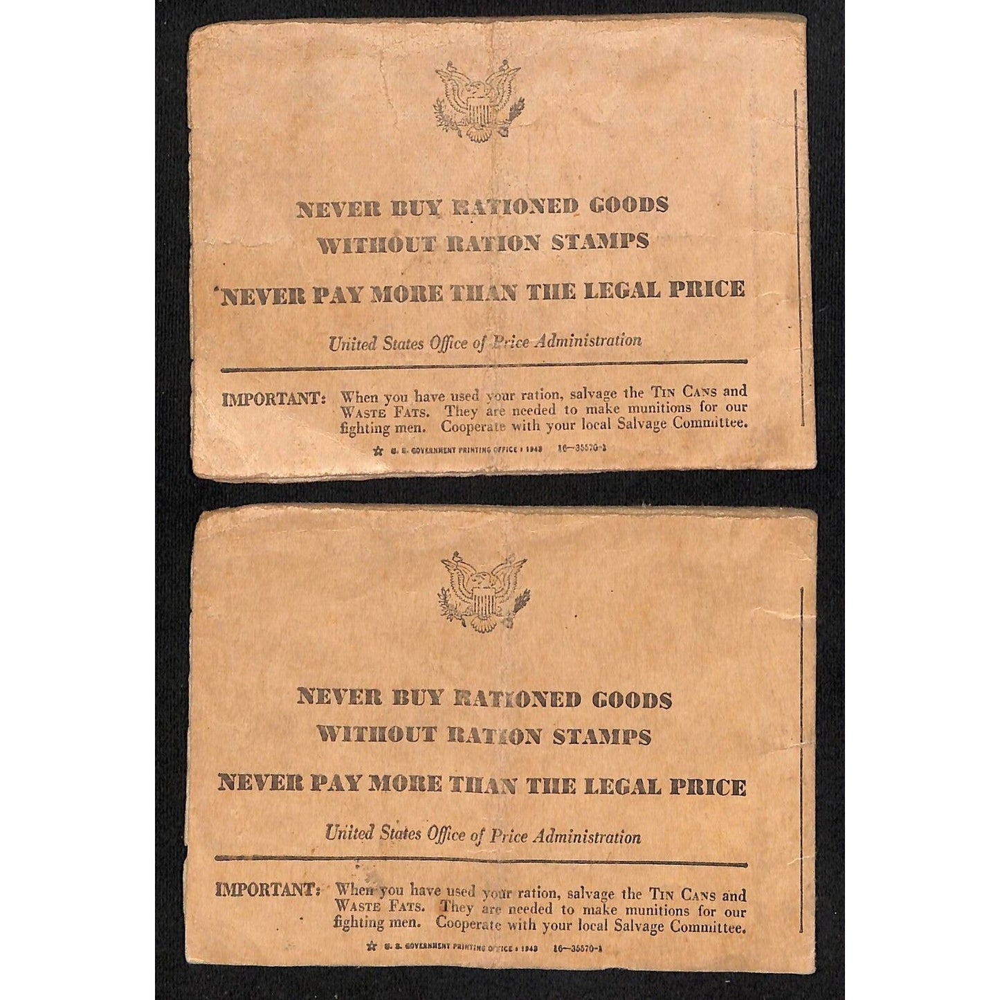 2 WWII OPA War Ration Book 4 Home Front w/ Some Stamps