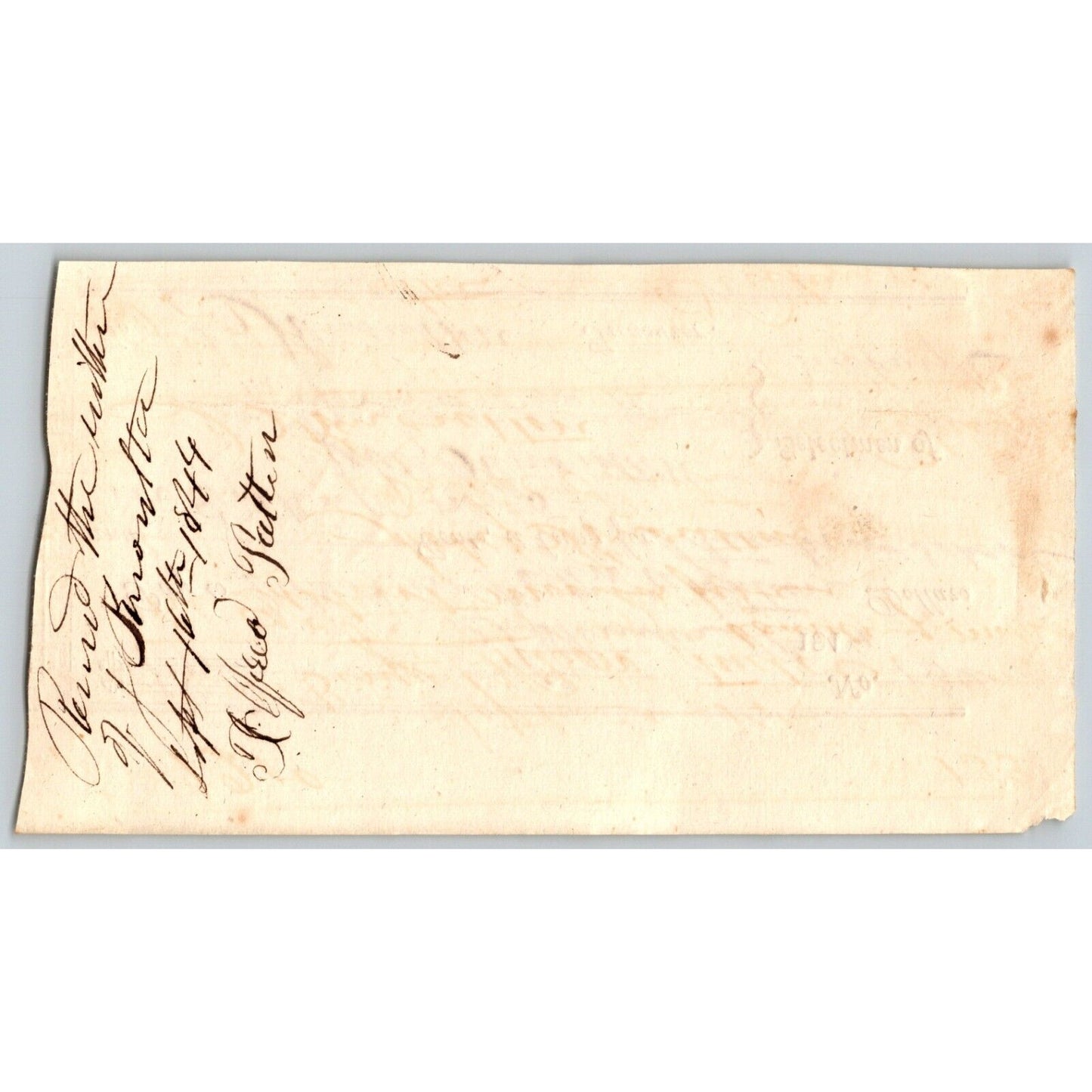 1844 Jabez Knowlton* Newburgh ME Town Check to Miss Ann Patten for Teaching