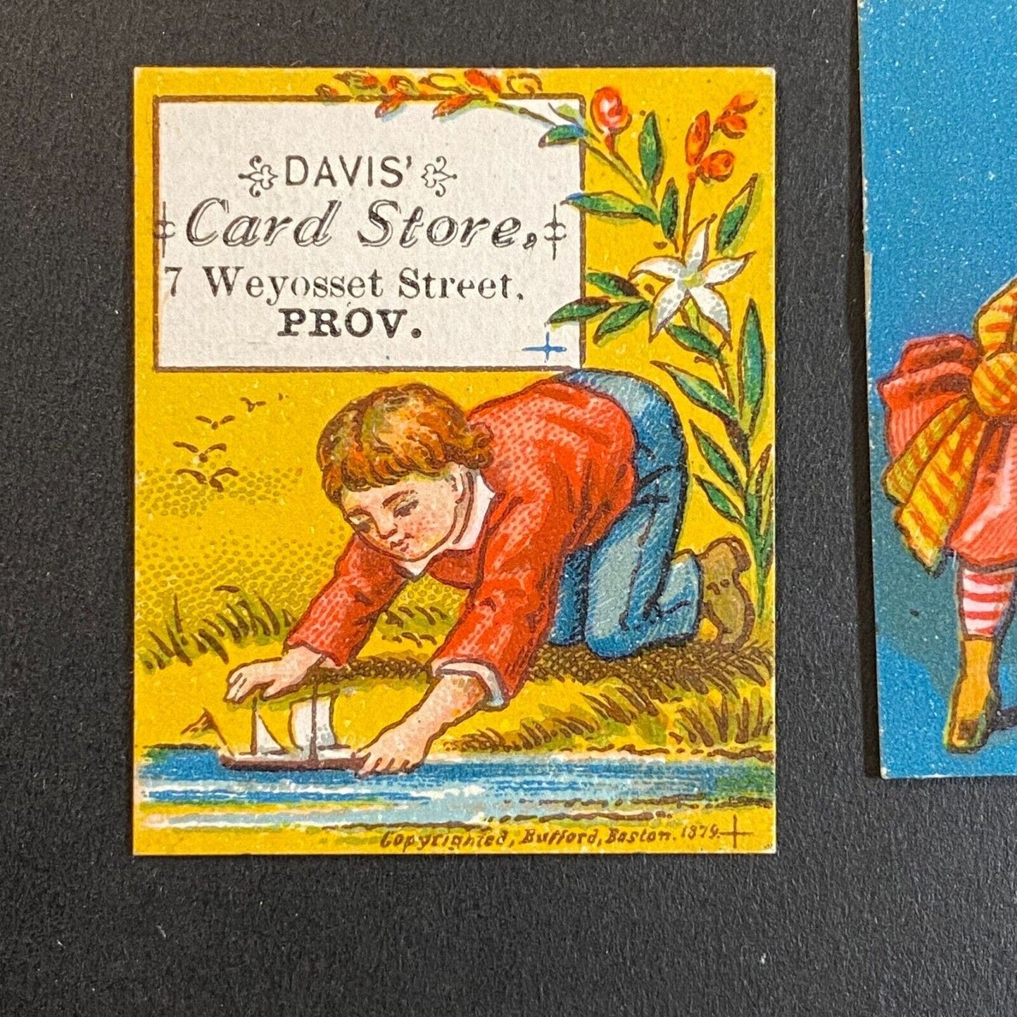 Davis Card Store Providence Group of 6 Small Victorian Trade Cards 1.25" x 1.5"