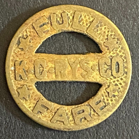 K.C. RYS. Co. (Kansas City) Full Fare Transit Token 16mm - w/ Wear