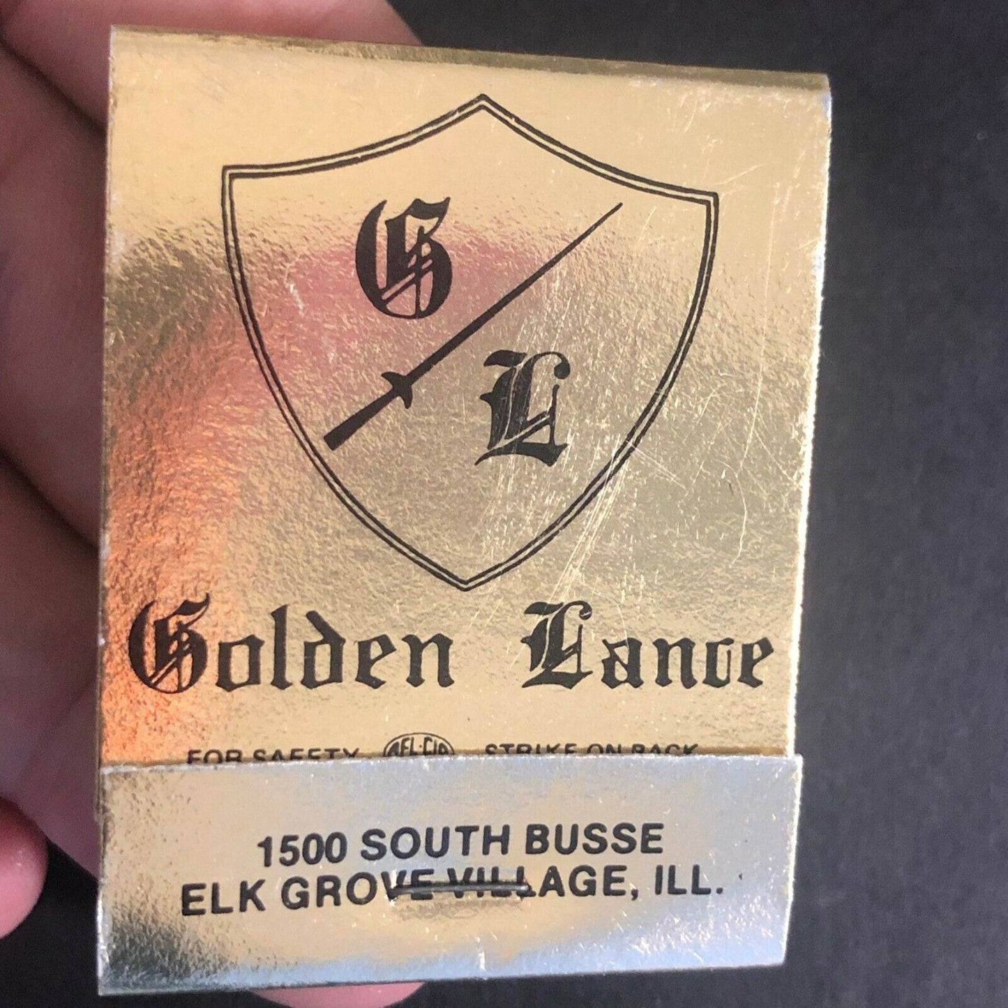Elk Grove Village, ILL Golden Lance Restaurant c1970's-80's Full Matchbook