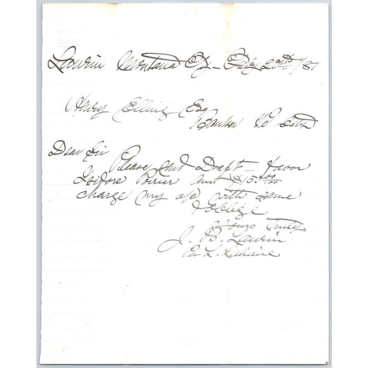 Feb 20 1881 ALS J.B. Laurin** Laurin, MT to Henry Elling* Virginia City, MT
