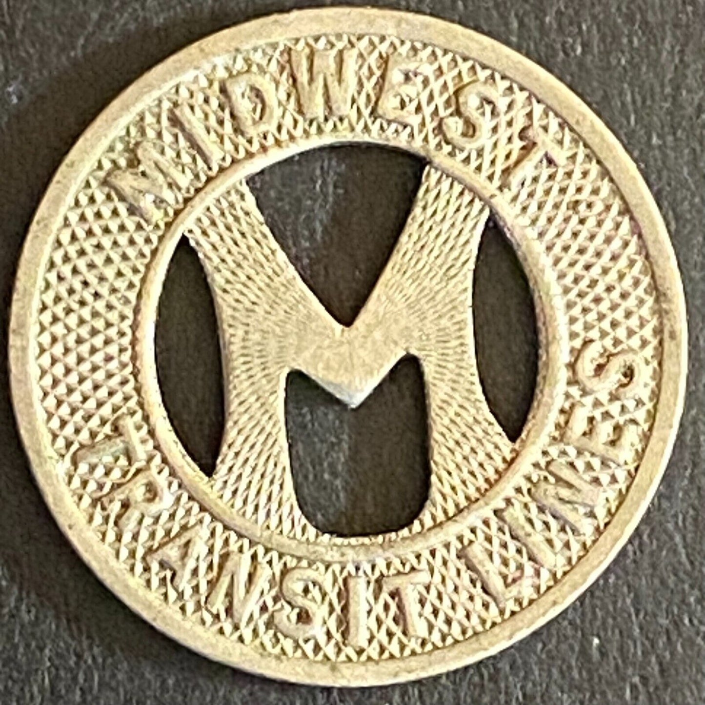 Midwest Transit Lines G/F One Fare Transit Token Hanging "M" - 16mm