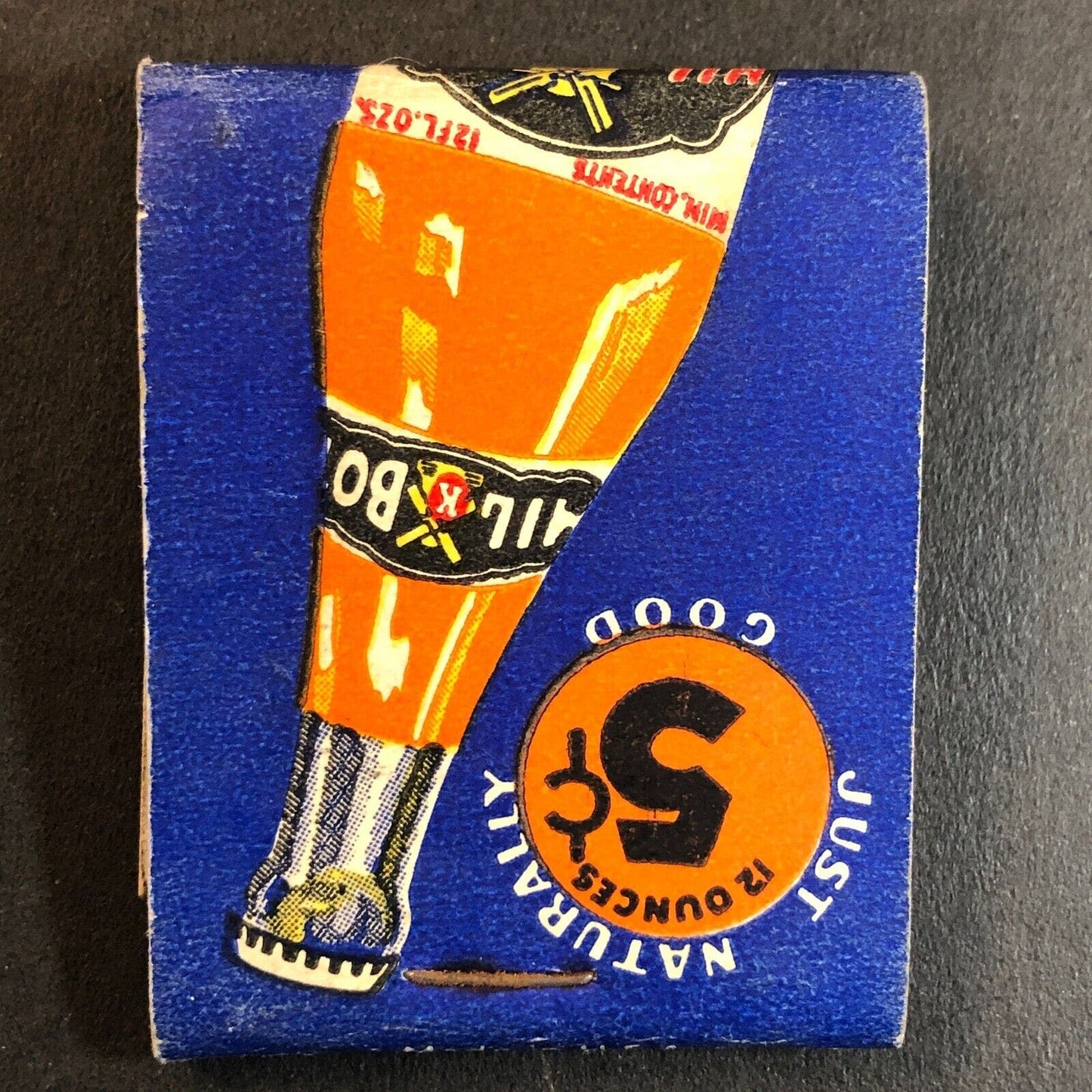 Mil K Botl Orange Soda Drink Full Length Full Matchbook c1940's VGC Scarce