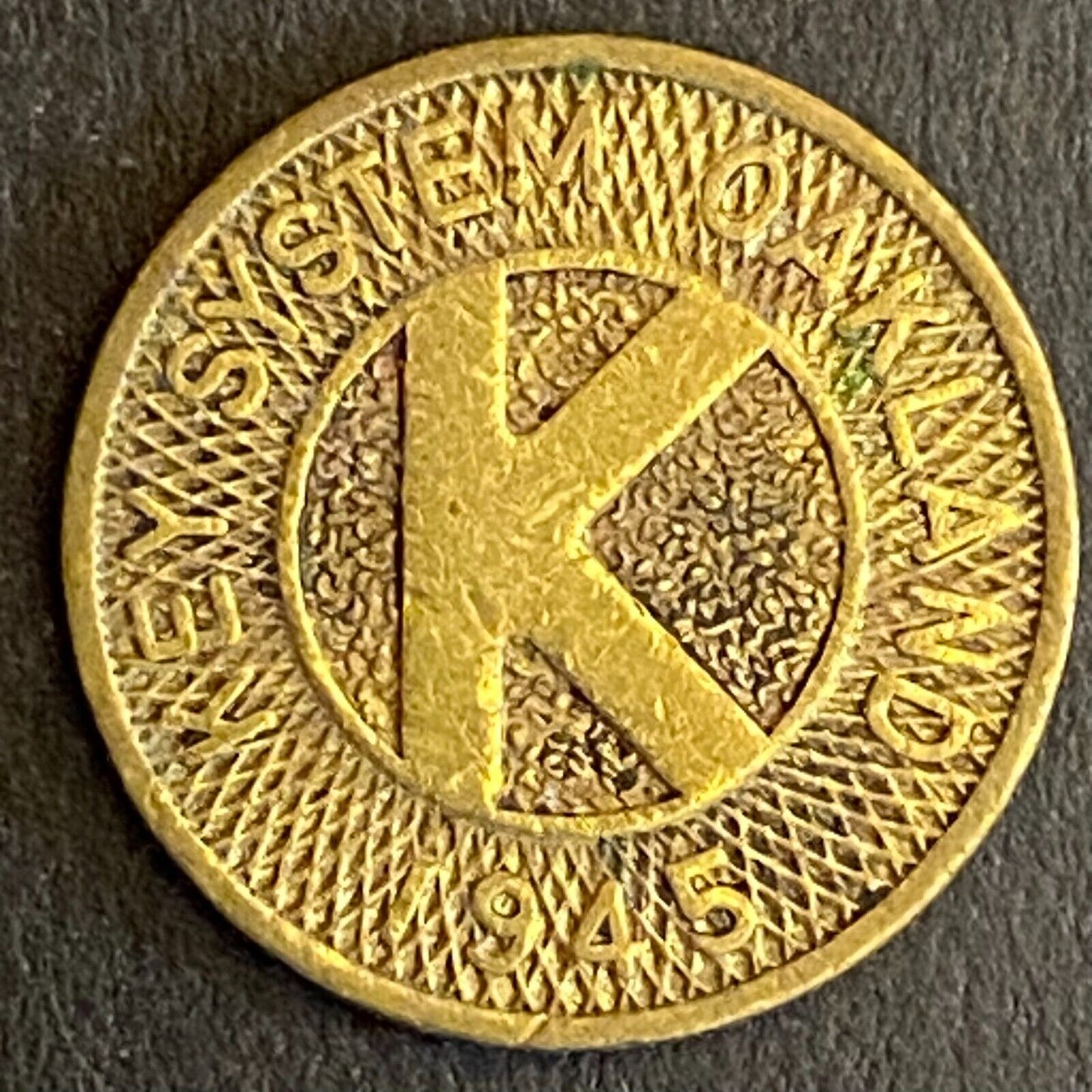 Key System Oakland G/F One Local Fare Transit Token 1945 16mm