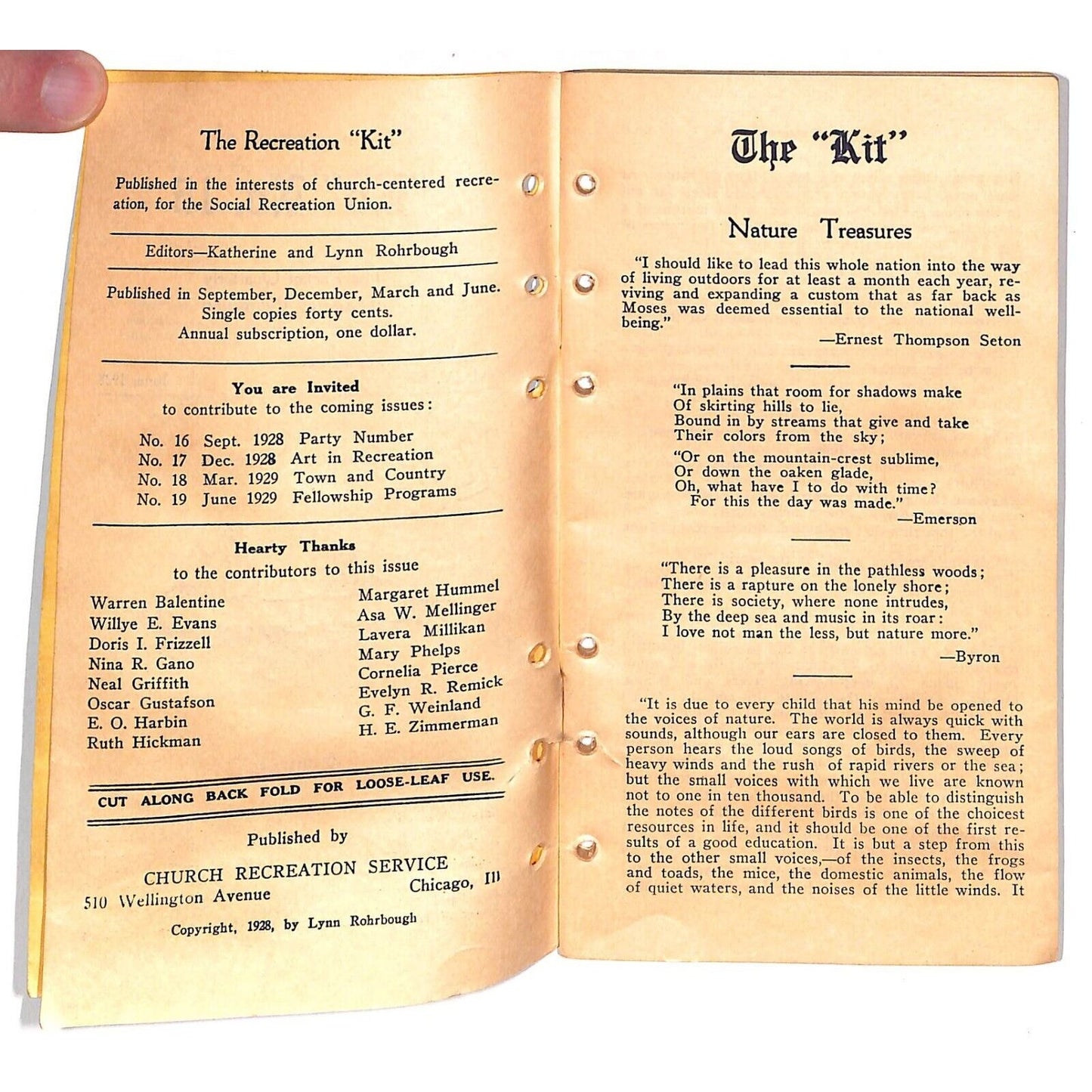 1928 Church Recreation Service Chicago "The Kit" Outdoor Activities Booklet 48pp