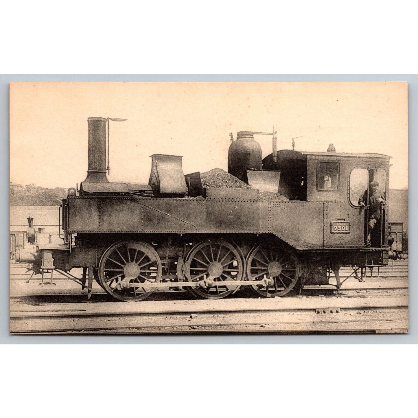 French Railroad RPPC* Postcard Machine 7301 Series 7301-7339 c1900 H.M.P.