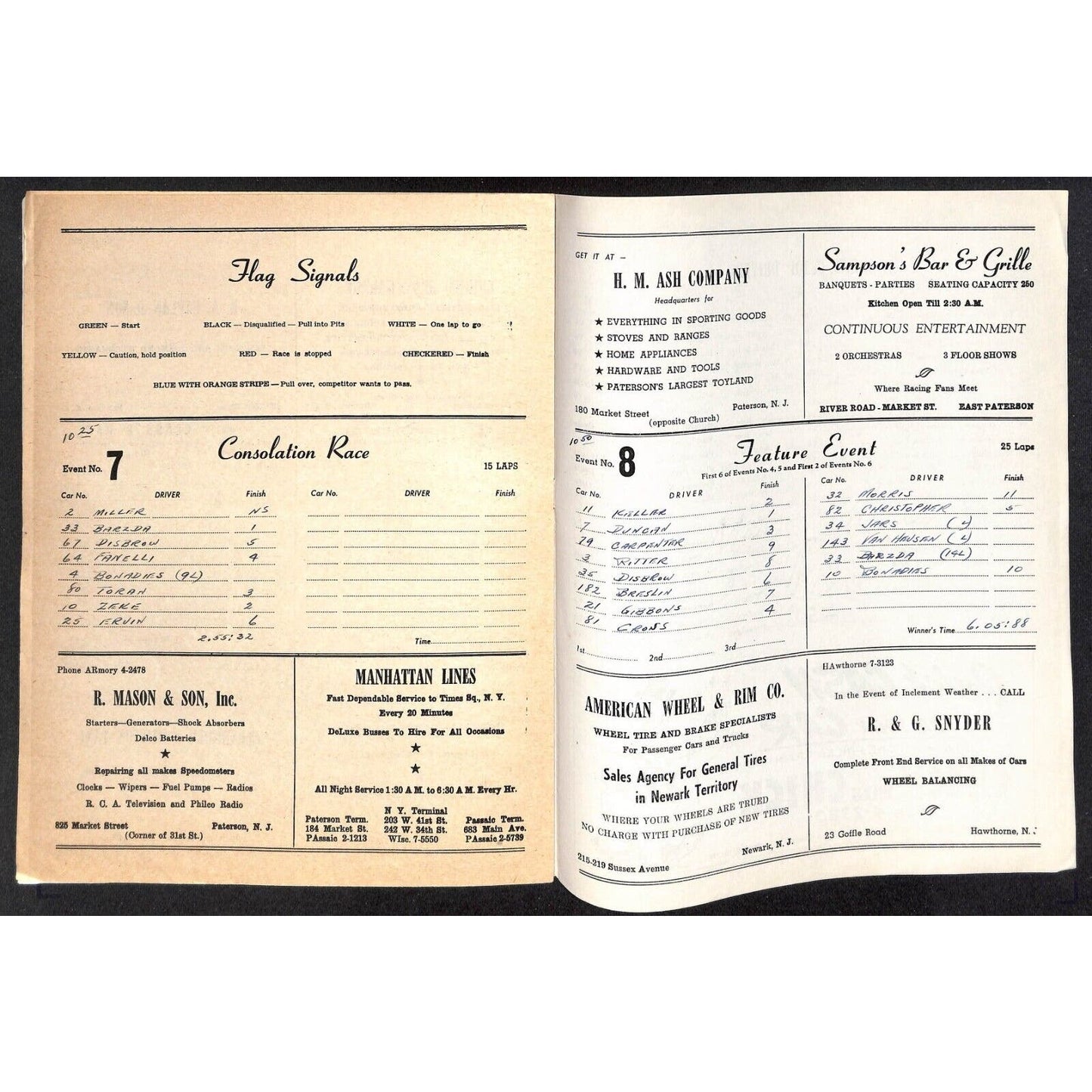 Hinchliffe Stadium Midget Auto Races 10/4/1946 Program Herby Heldt 4pp Scarce