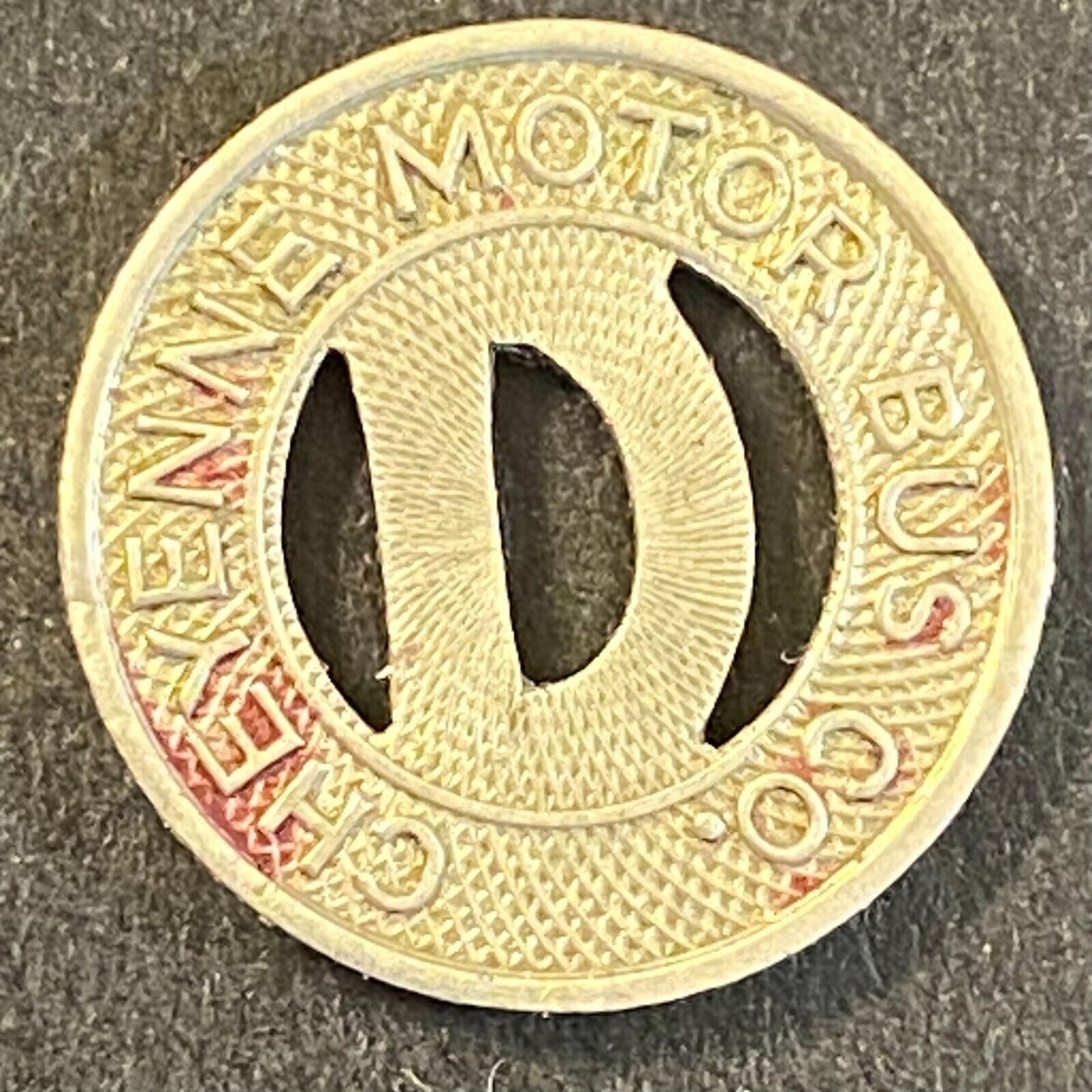 Cheyenne Motor Bus Co. Ft. Frances E. Warren G/F One Fare Token c1930 16mm