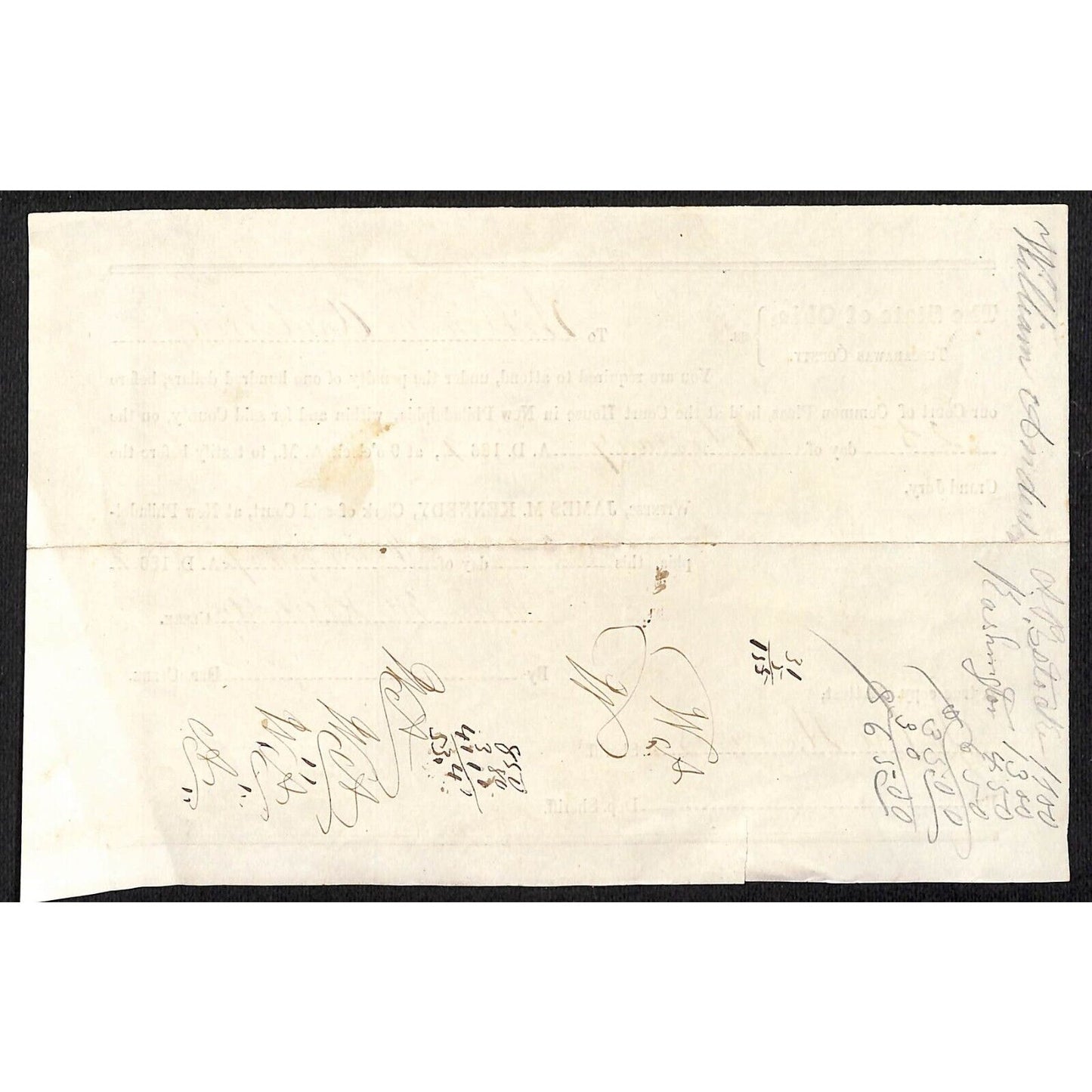1869 New Philadelphia, Ohio Grand Jury Court Order to Appear Notice Scarce