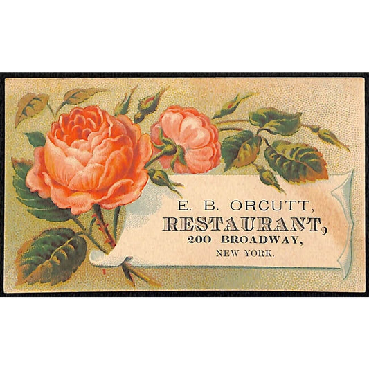 200 Broadway, NYC E.B. Orcutt Restaurant (Lunch Room) Victorian Trade Card - VGC