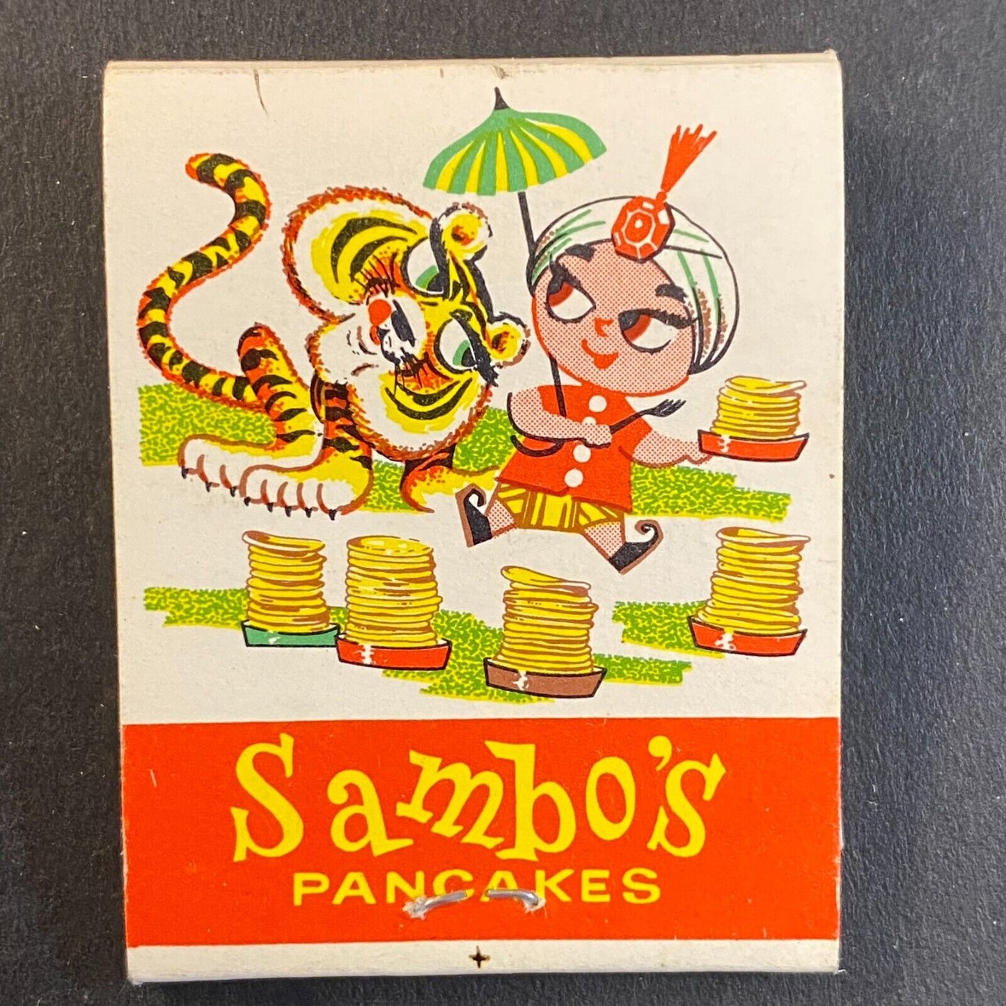 Sambo's Pancakes w/ Tiger & Map Full Matchbook c1960's-73