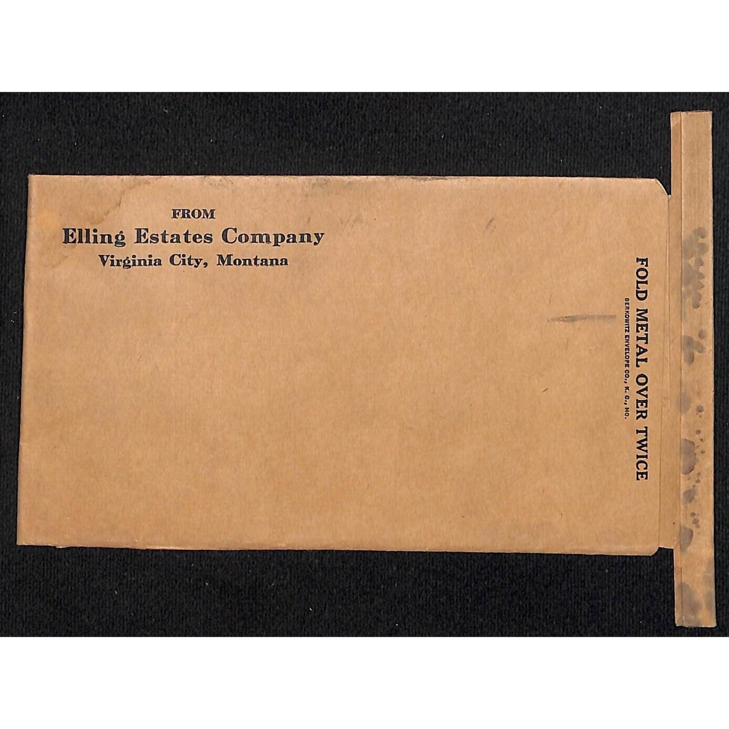 Virginia City, MT Elling* Estates Company c1920's-40's Berkowitz Envelope (#3)