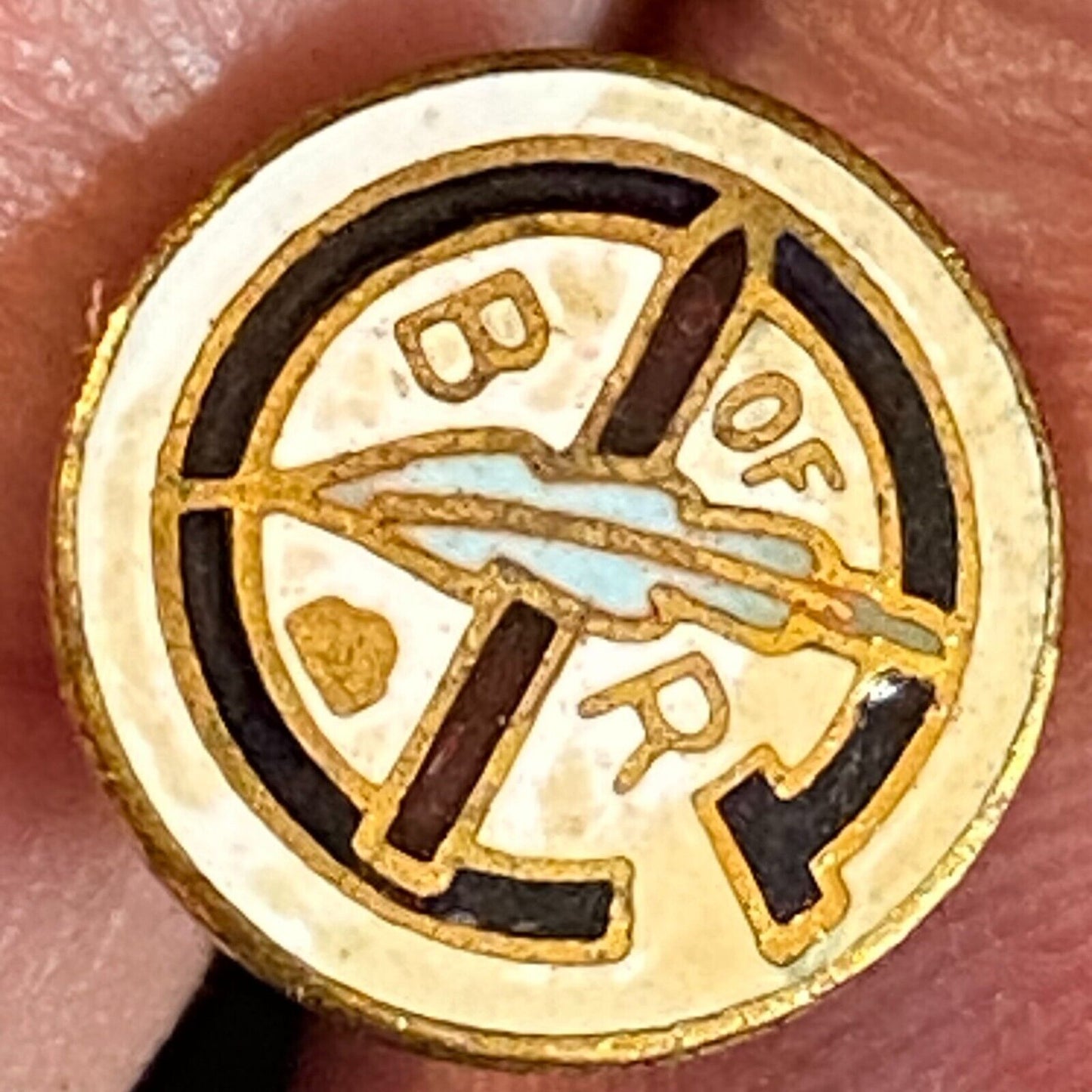 Brotherhood of Railroad Clerks Small Color Enameled Lapel Pin 10mm c1925-35