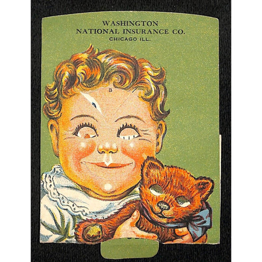 Washington National Insurance Co. Chicago Mechanical Victorian Trade Card Cat