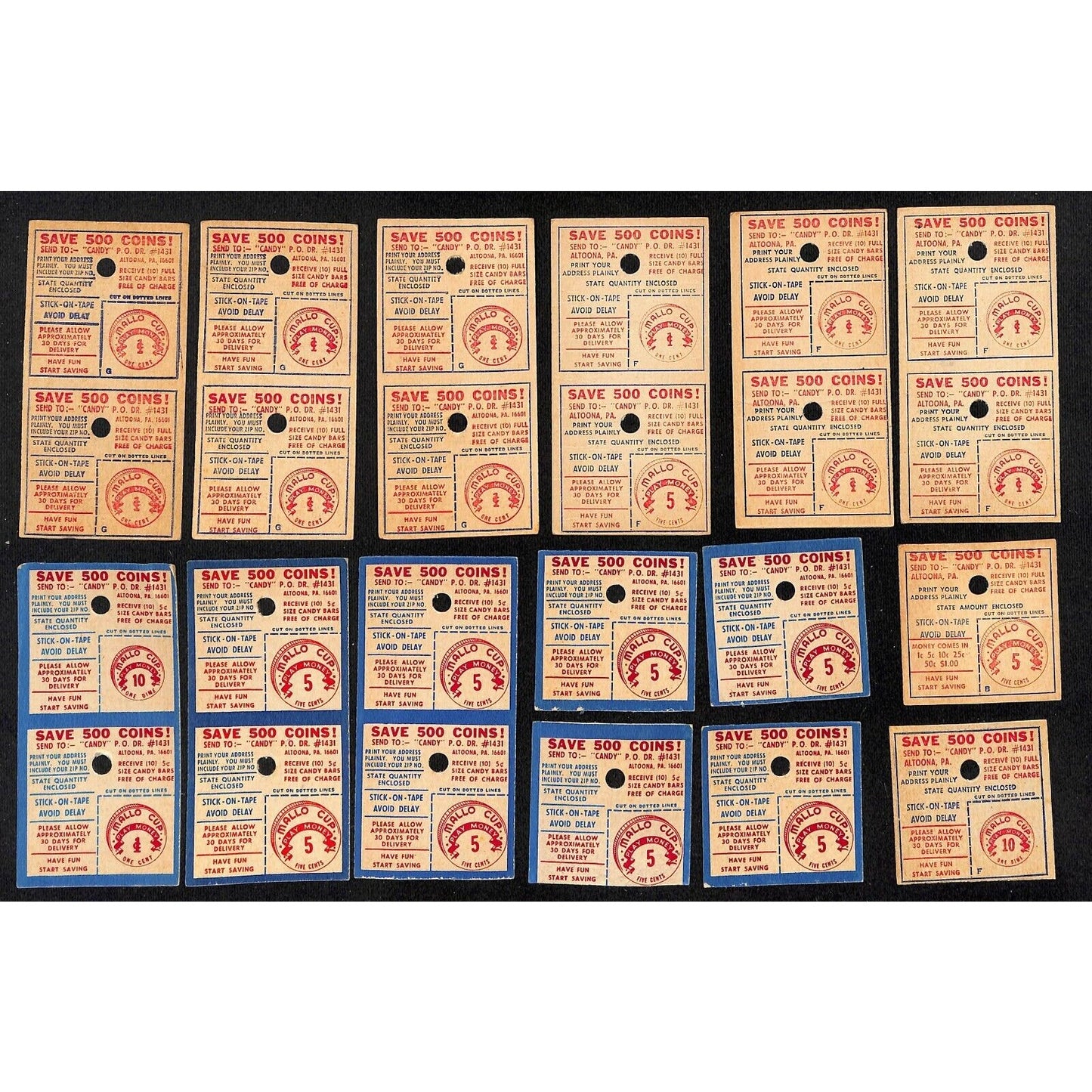 16 Mallo Cup Free Candy Play Money Mail In Single& Double Coupons c1964 (#7)