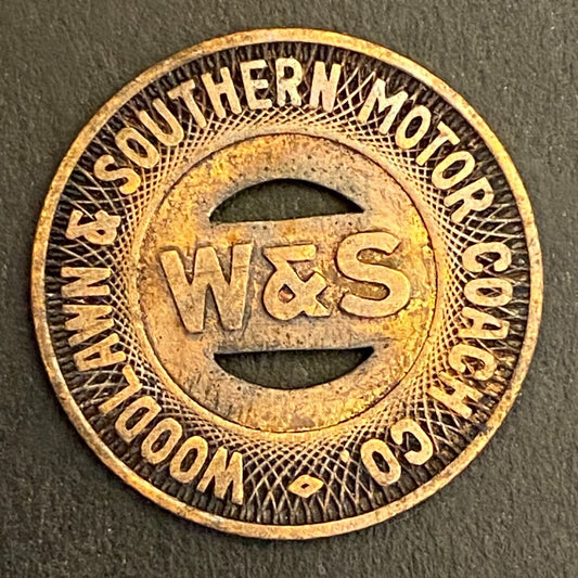 Woodlawn & Southern Motor Coach (Aliquippa, PA) G/F One Fare Transit Token 23mm