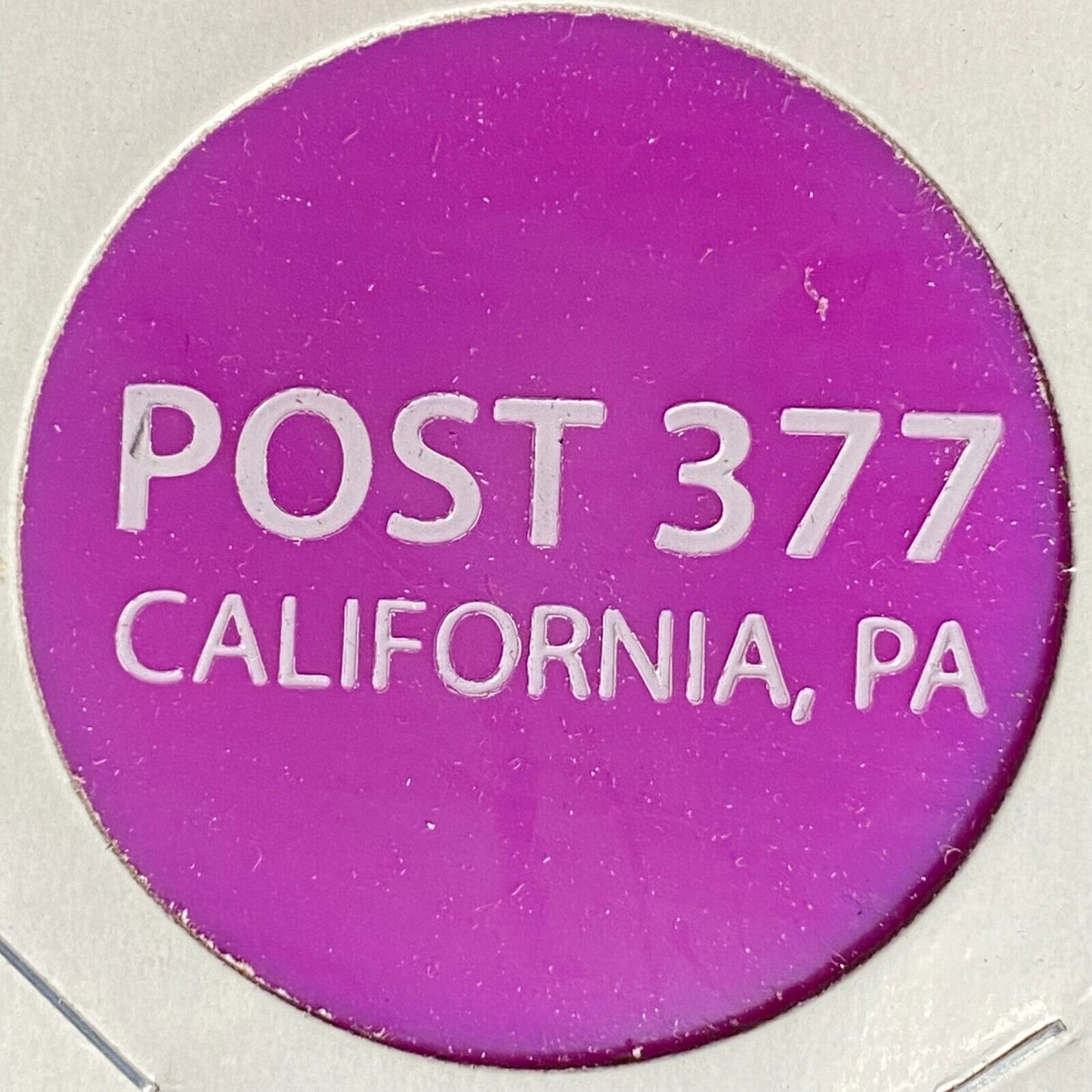 California, PA American Legion Post 377 Plastic Drink Token G/F "Bottle Beer"