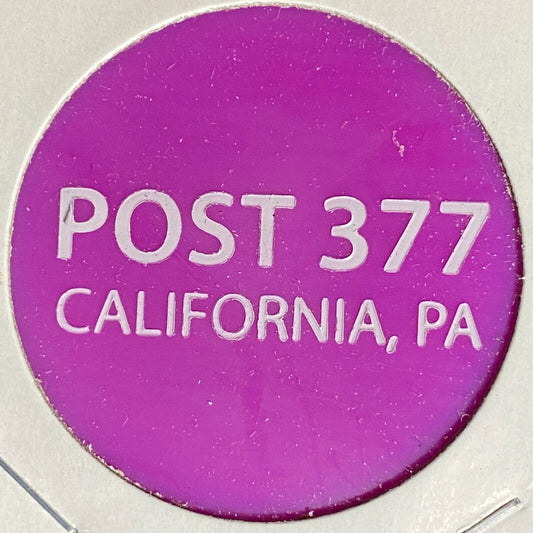 California, PA American Legion Post 377 Plastic Drink Token G/F "Bottle Beer"