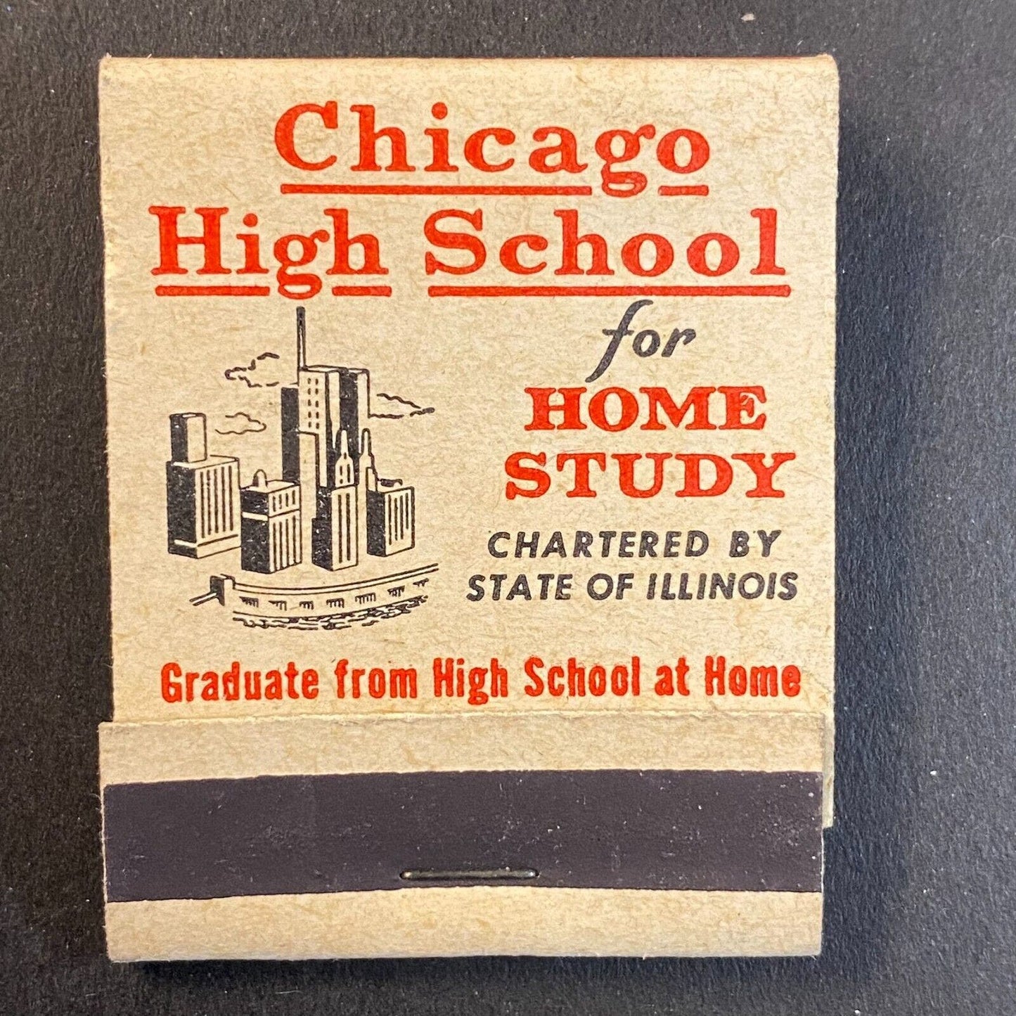 Chicago High School for Home Study Mail Order Course c1955-65 Full Matchbook