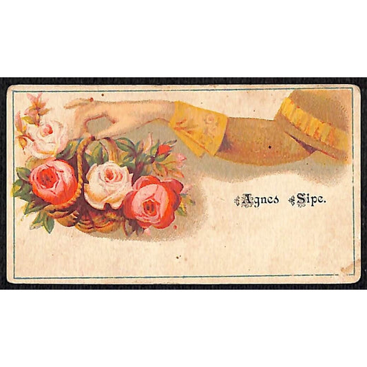 "Agnes Sipe" Victorian Calling Greeting Card - Floral w/ Woman's Arm