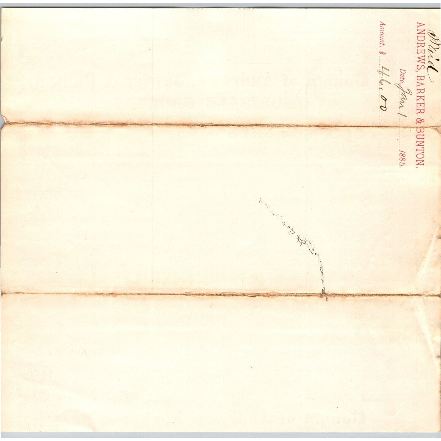 Andrews, Barker & Bunton Grocers Boston 1886 Billhead Rufus Fellows