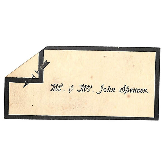 "Mr. & Mrs. John Spencer" Victorian Calling Greeting Card "Folded Corner" Arrow