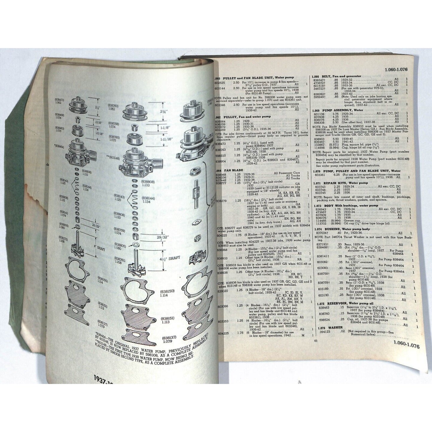 1929 - 1942 Chevrolet Master Parts Price List Manual 550+pp 2 1/4 lbs.