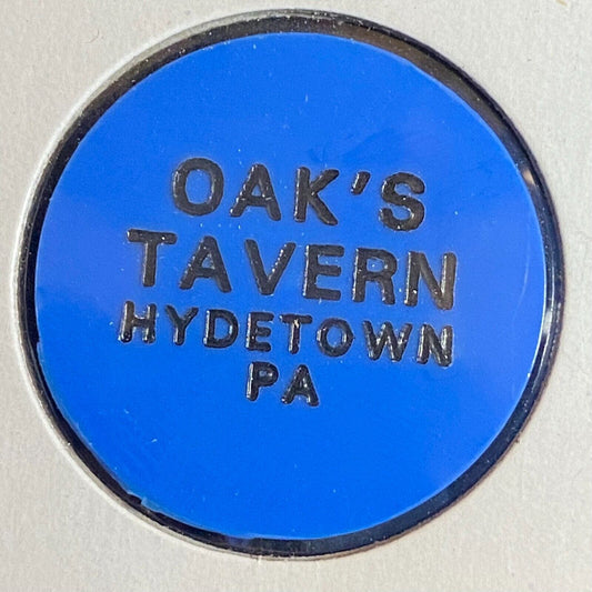 Hydetown, PA Oak's Tavern c1980's Plastic "Bottle Beer" Blue Drink Token