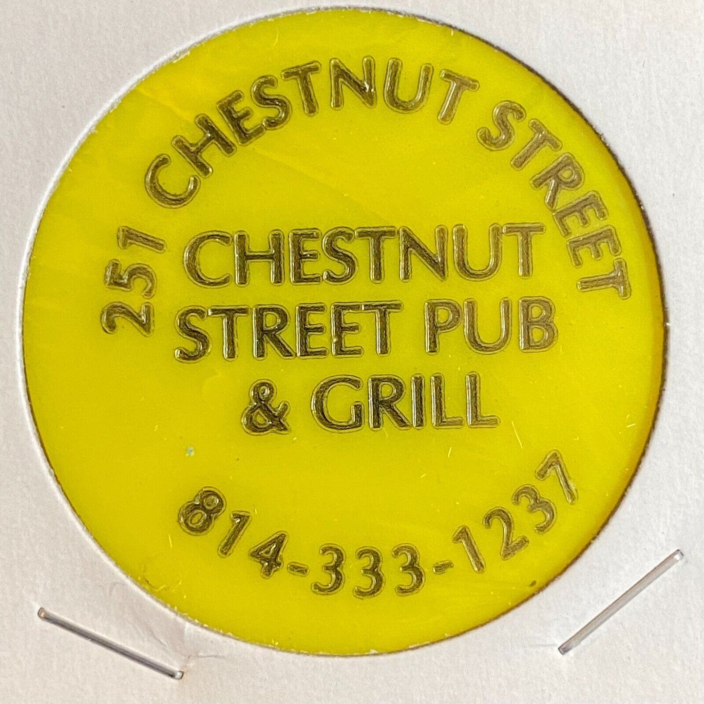 Meadville, PA Chestnut Street Pub & Grill c1990's Plastic Token "G/F One Draft"