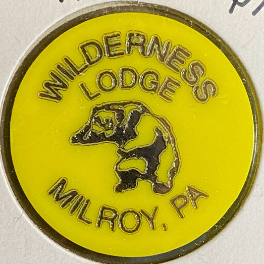Milroy, PA Wilderness Lodge Plastic Token Good For One Draft Beer w/ Bear