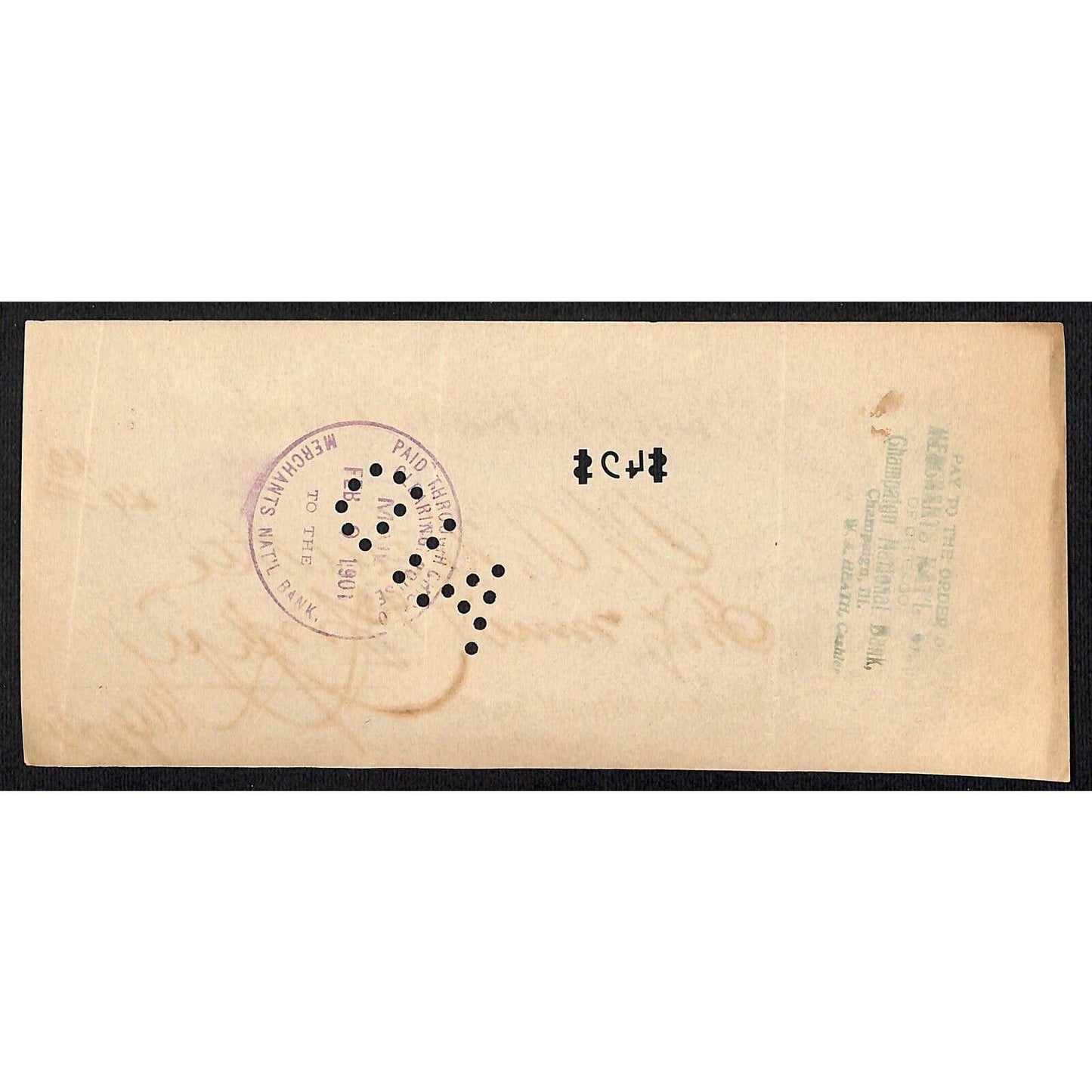 FNB Urbana, IL $49 1901 Bank Check Revenue Stamp w/ University Bldg. Vignettes