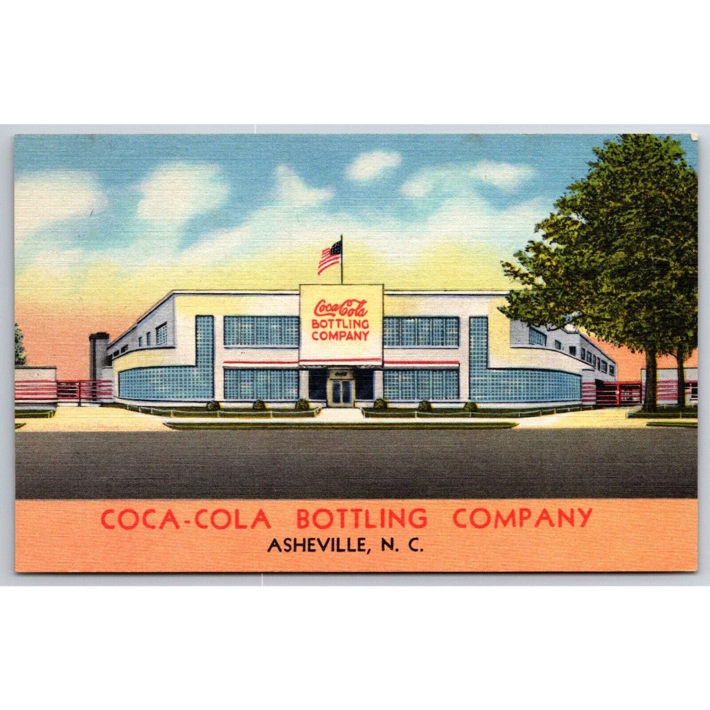 Asheville, NC Coca Cola Bottling Company Linen Postcard c1940's VGC Scarce