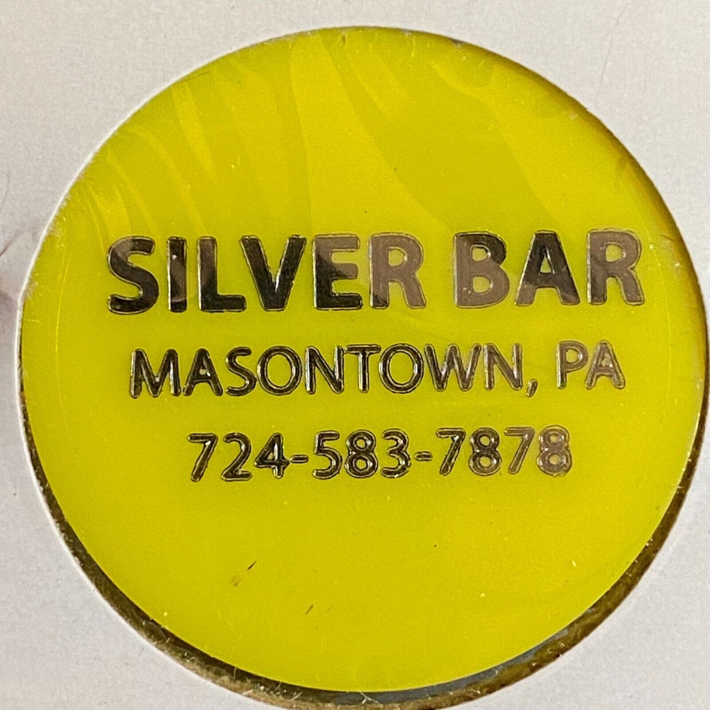 Masontown, PA Silver Bar c1998 Plastic Token G/F Small Draft