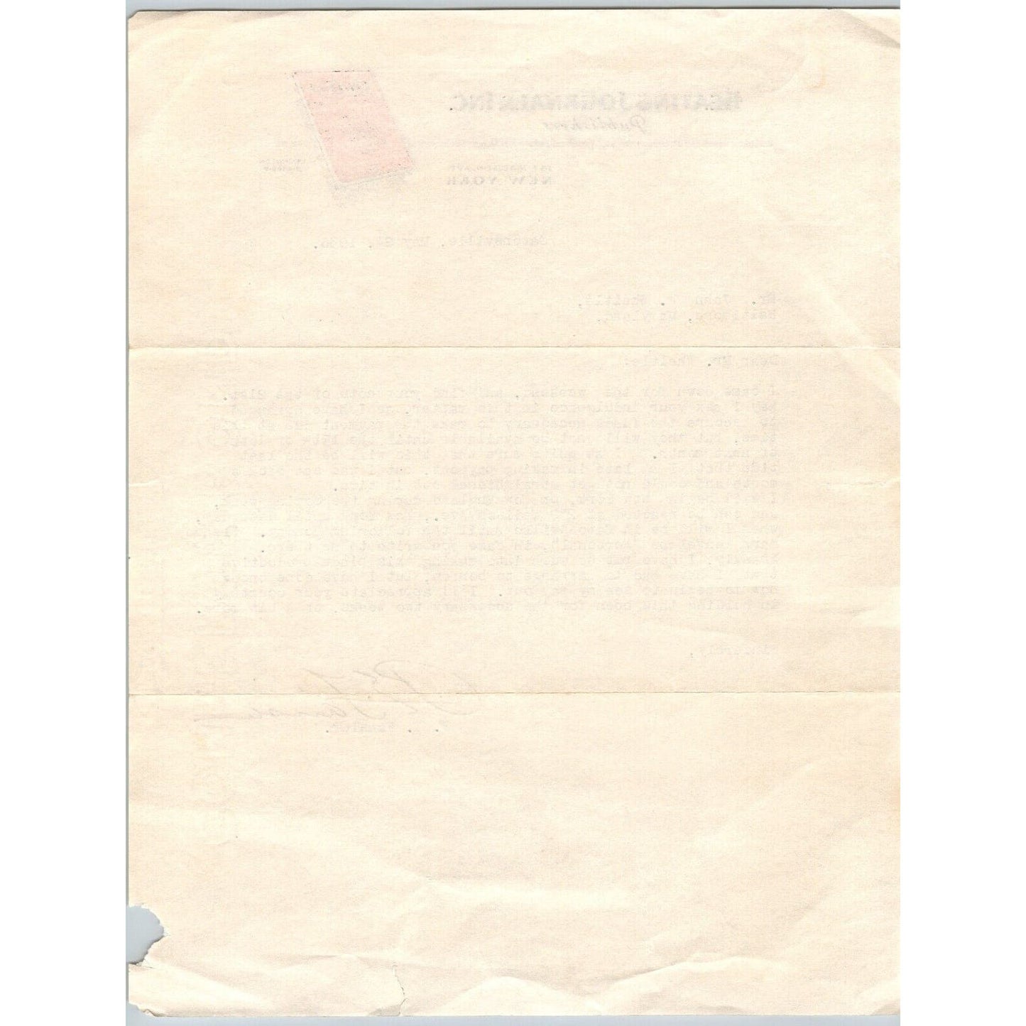 167 Madison Ave, NYC "Heating Journals, Inc." 1936 Letterhead