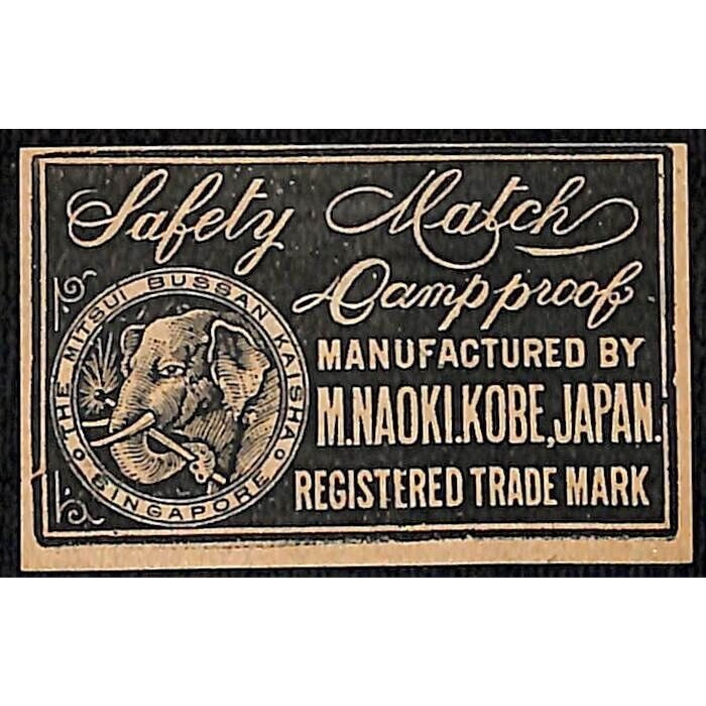 Elephant M. Naokljkobe Made in Japan c1900-1920's Matchbox Label VGC