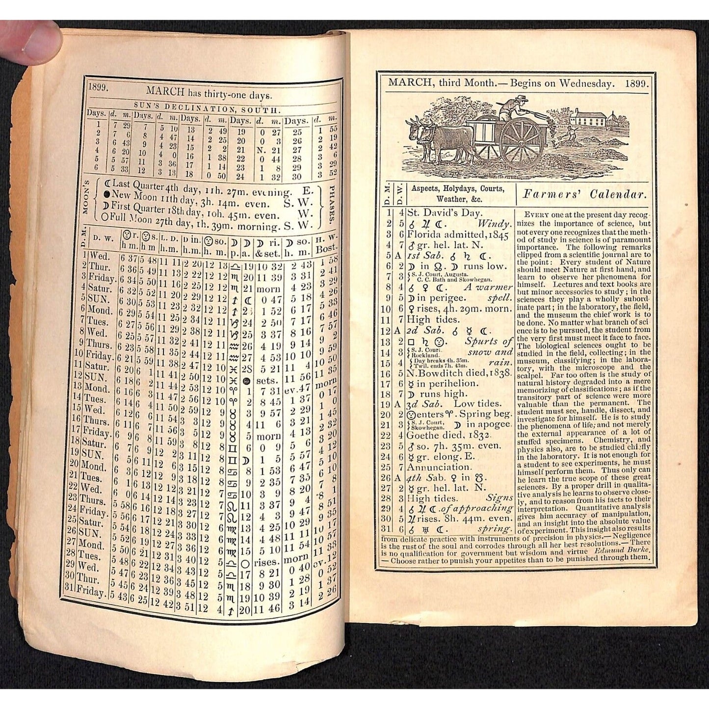 1899 Maine's Farmers Almanac Daniel Robinson Charles E Nash Augusta 46pp Scarce