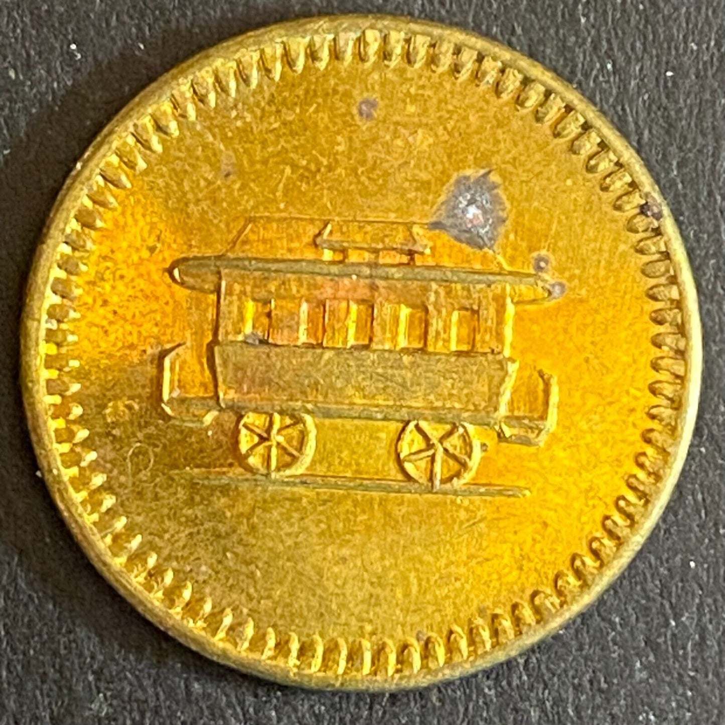 L.V.S.R.W. Co. (Las Vegas, NM) G/F One Fare Token 20mm Streetcar Art Scarce