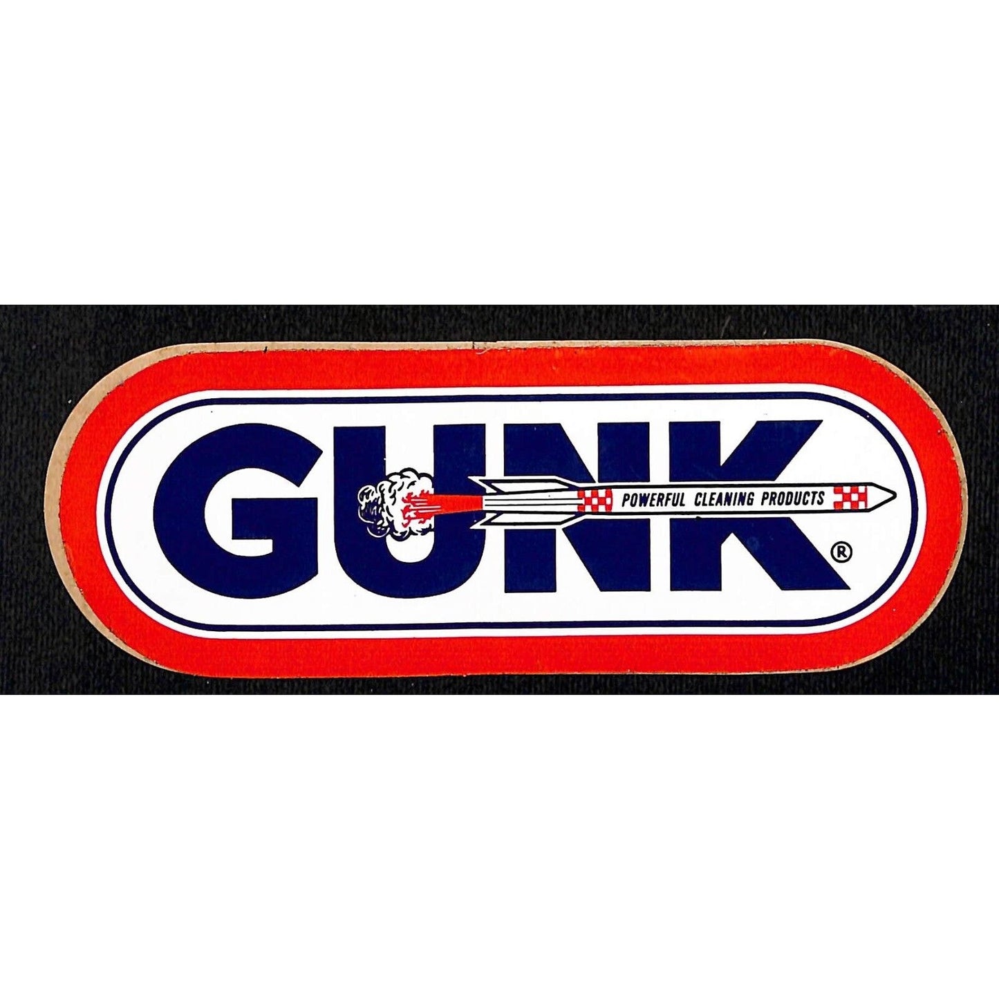 Gunk "Powerful Cleaning Products" Original c1970's 2" x 5 5/8" w/ Rocket Art
