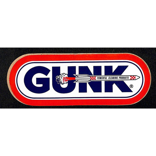 Gunk "Powerful Cleaning Products" Original c1970's 2" x 5 5/8" w/ Rocket Art